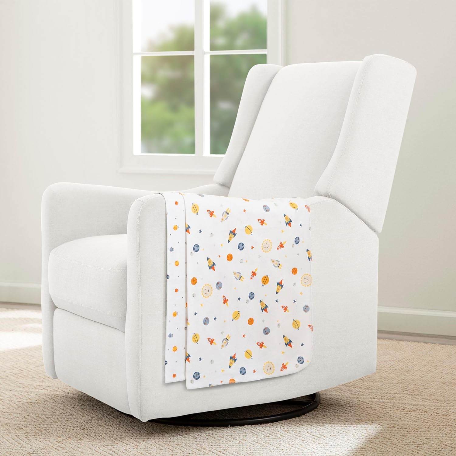 Delta Children 100% Cotton Flannel Baby Receiving Blankets for Girls and Boys – 30x30 Inches (Pack of 2), Space Exploration