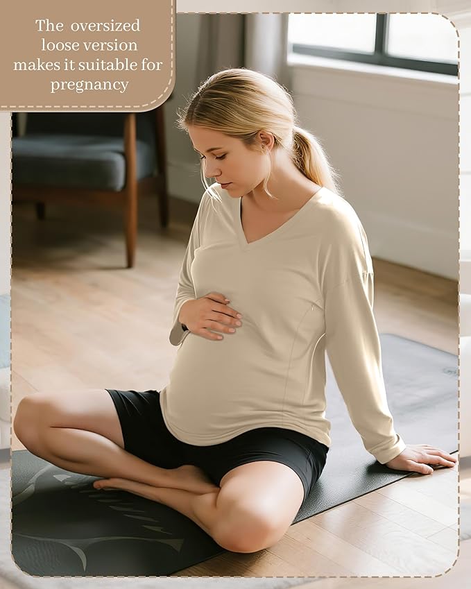 3 Pack Women's Oversize Nursing Shirts for Breastfeeding with Hidden Zippers Loose Fit Long Sleeve Maternity Tops(Khaki, Army Green, Black,Medium)