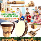 Wooden Musical Instruments Set for Kids,7 Types Percussion Set,Bongo Drum,Tambourine 8 inch...Natural Sheepskin Drumhead,Toddler Musical Toys,Gift for Rhythm Montessori Class Education