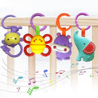 Baby Toys, Cartoon Animal Hanging Rattle Toys, Handbells Baby Rattles, Baby Bed Crib Car Seat Travel Stroller Toys for Infant, Best Birthday Gift for Newborn, 4 Pack