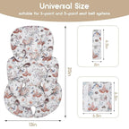 Infant Car Seat Insert, Car Seat Head Support Baby Girls Boys, Soft & Reversible Newborn Carseat Insert Cushion with 2 Strap Covers, for Stroller, Swing, Bouncer (Gray Animals)