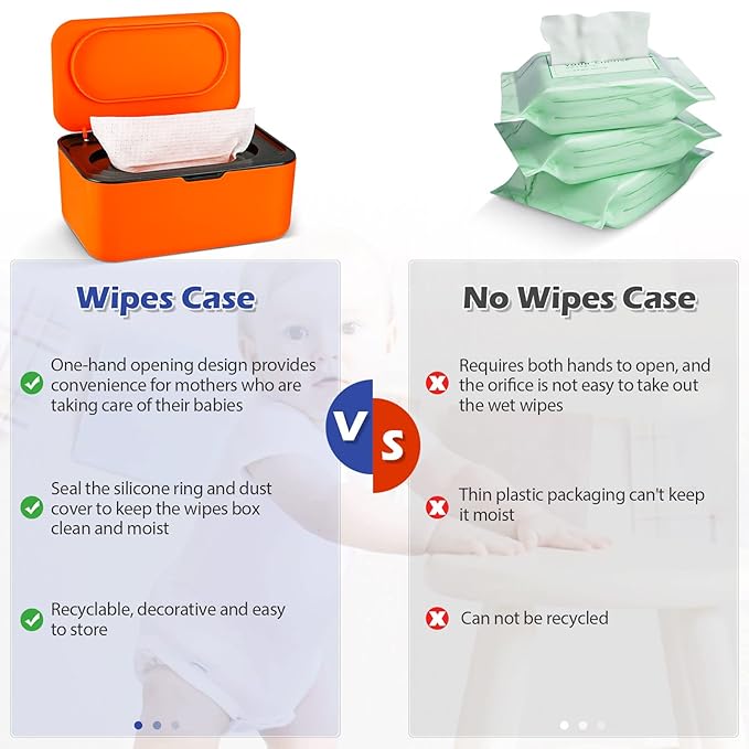 Baby Wipes Dispenser, Wipes Case Baby Wipe Holder Keeps Wipes Fresh, Non-Slip, Easy Open & Close (Black)