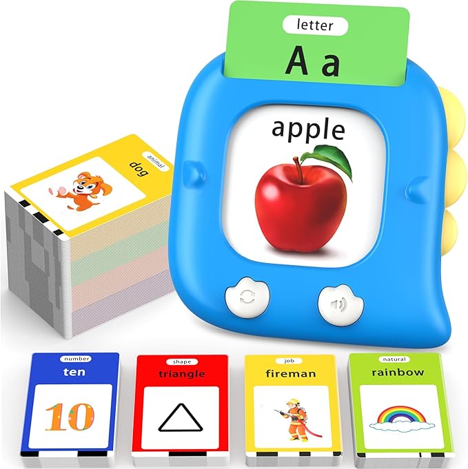 Kidzdo Talking Flash Cards with 560 Sight Word, Christmas Birthday Gifts for 2 3 4 5 6 Year Old Boys Girls, Montessori Pocket Speech Language Therapy Toys, Portable Toddlers Toys for Ages 2-6, Blue