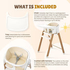 Convertible High Chairs for Babies & Toddlers. 5-in-1 Adjustable High Chair with Removable Tray, Easy to Clean, Portable (White Khaki)