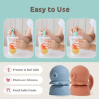 Octopus | Blue, Red | SoftSip Food Pouch Toppper | 2EA + Travel Case | Prevent Spills & Leakage | Protect Child Baby Toddler Mouth | Food Grade Silicone Reusable | Baby Led Weaning | BPA Free