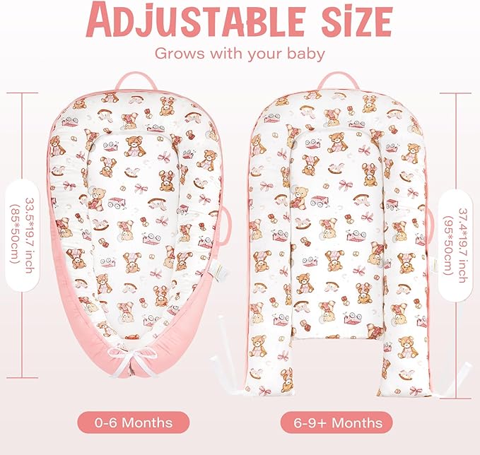 HKAI Baby Lounger – Soft Cotton Infant Floor Seat for Newborn to 24 Months, Portable Baby Essentials for Boys & Girls