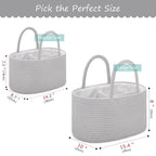 COMSE Large Baby Diaper Caddy Organizer for Girl Boy, Car Caddy with Handles, Cotton Rope Basket for Changing Table, Nursery Organizer, Gift for Baby Shower and Registry Must Have, Cool Gray