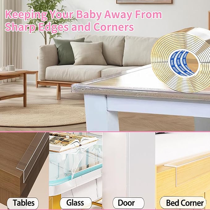 Clear Soft Corner Protectors for Furniture Strip,1.6in x 13FT,Sharp Edge & Table Bumper,Window Edge,Wall Protector, Soft Corner Guards Safe for Proof,Table Corner Protectors in Family