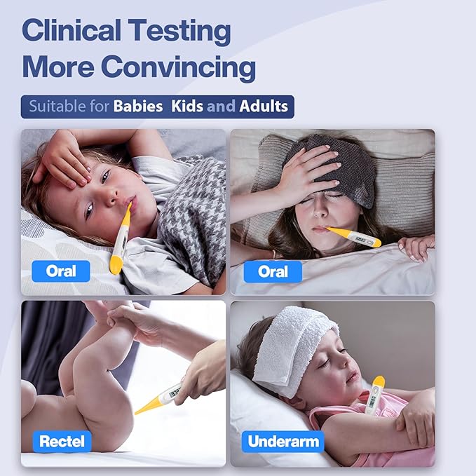 Boncare 10 Seconds Digital Thermometer for Adults and Kids - Accurate & Safe Rectal Thermometer for Baby with Fever Alarm, Oral Thermometer (Yellow)