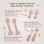 Baby Feeding Set, 13PCS Silicone Baby Self Feeding Set, Toddler Led Weaning Utensils Set with Suction Bowl and Plate, 3 Set of Baby Spoon and Fork, Adjustable Bid, Sippy Cup with Straw and 2 Lids