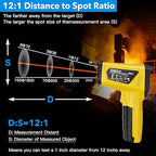 Infrared Thermometer Temperature Gun,-58°F to 1472°F Non Contact Digital IR Laser Thermometer Temp Gun with Probe & Humidity Measurement for Cooking,Griddle,Engine,HVAC,Adjustable Emissivity