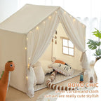 Kids Play Tent with Padded Mat, Kids Tents Large Princess Castle Pompoms Play House Indoor Playhouse Tent for Girl Bed Tents