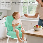 Toddler Booster Seat for Kitchen Chair, 2-in-1 Dining Table Booster Seat with Backrest & Adjustable Straps – Easy-Clean, PU Portable Toddler Eating Travel Increasing Cushion-Green