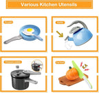 100Pcs Kitchen Playset, Kids Pretend Cooking Play Pots, Pans, Utensils, Cookware, Toy Food Fruits Veggies, with 2 Large Apple - Shaped Storage, Toddler Cooking Learning Gift (Blue