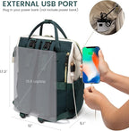 LOVEVOOK Diaper Bag Backpack, Baby Bag with Changing Station, Large Diaper Backpack for Moms Dads, Waterproof Leather Accents Baby Boy and Girl Bag for Travel Baby Essentials, Dark Green-Beige