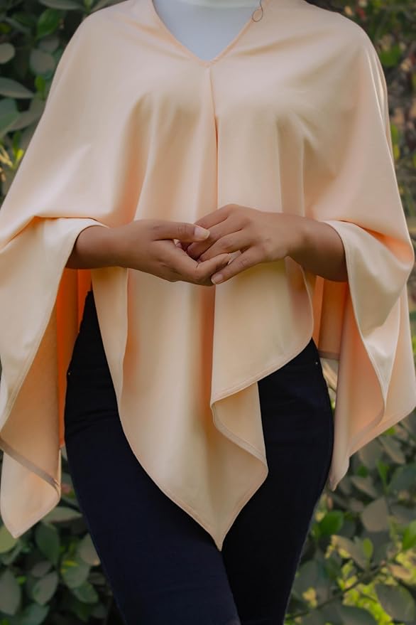Privacy Nursing Cover Poncho Peruvian Pima Cotton – Soft Peach 4-in-1: Breathable Shawl, Breastfeeding Accessories, Pumping Accessories, Scarf, Summer Nursing Cover Up.