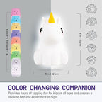 Lumipets Remote Control Silicone Night Light for Kids - Unicorn Design with 9 Soft Colors & Sleep Timer - Rechargeable, Battery-Operated Lamp for Bedroom | Baby Nursery, Toddler, Girls, Boys