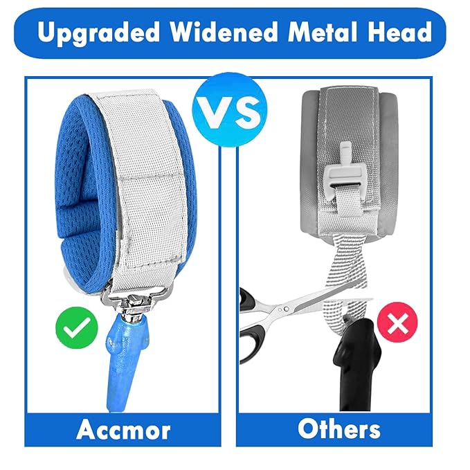 Accmor Anti Lost Wrist Link with Induction Lock, 2 Packs Upgraded Toddler Leash, Reflective Kids Wrist Leash for Baby, Magnetic Unlock Child Walking Wristband Leash for Boys Girls (Rose + Dark Blue)