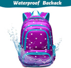BLUEFAIRY Kids Backpack for Girls Primary Elementary School Bag Bookbag for Childs Book Bag Mochilas Escolares para Niñas de 4-6 Back to School Cute Gifts 17" Heart Print/Purple