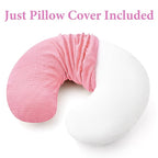 Pro Goleem Muslin Nursing Pillow Cover, 100% Cotton Soft Breathable Feeding Pillow Slipcover for Breastfeeding Moms, Fits Standard Infant Nursing Pillow, for Boys and Girls, 2 Pack (Pink＆Purple)