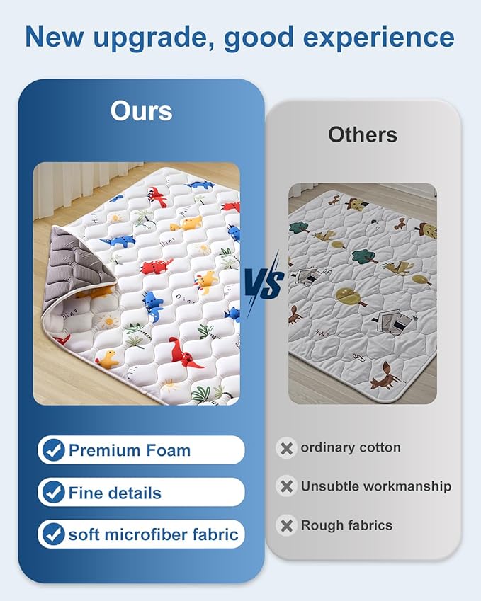 Odorless Premium Foam Baby Play Mat 4ft x 6ft, Soft Microfiber Fabric Crawling Mat for Floor- Comfortable and Hypoallergenic, Non-Slip Cushioned Floor Playpen mat for Infants,Babies,Toddlers