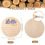 Baby Announcement Sign, 5.9 Inch Wooden Hello World Newborn Signs, Birth Announcement Sign, Baby Shower Hospital Nursery for Newborn Boys and Girls (Cashmere Blue)