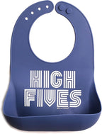 Bella Tunno Baby Bib for Eating, Waterproof Silicone Bib with Large Food Catcher, Adjustable Fit for Babies 4-12 months & Toddlers 1-3 Years, Boys & Girls, High Fives