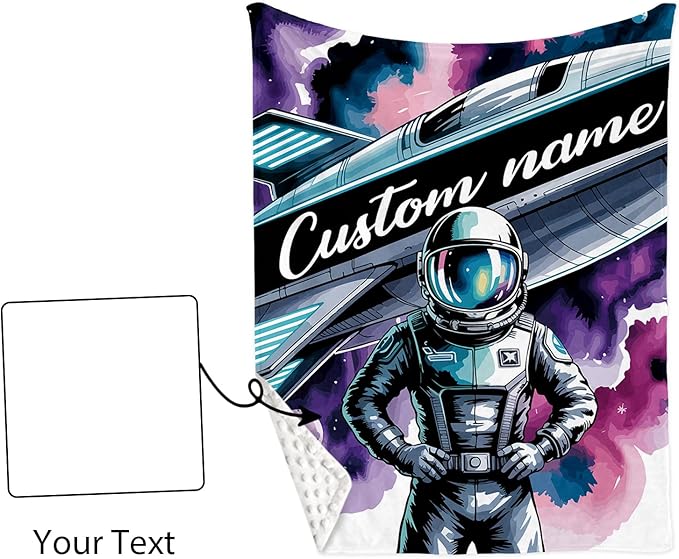 Personalized Baby Crib Bedding Set – Cool Astronaut Theme Nursery Bedding Sets 3 Piece with Custom Name Blanket, Fitted Crib Sheet & Changing Pad Cover – Ideal Newborn Gift for Boys