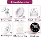 Electric Breast Pump, 3 Modes 9 Levels,Whisper-Quiet Electric Breast Pump, Anti-Backflow, Touchscreen LED，Portable for Home & Travel