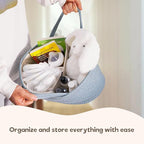 Baby Diaper Caddy Organizer, Large Cotton Rope Nursery Diaper Basket, Changing Table Organizer, Portable Tote Bag with Divider, Car Storage, Baby Shower Gifts for Newborn Girls - Lake Blue