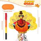 WERNNSAI Thanksgiving Turkey Pinata - Fall Autumn Decorations Gentle Turkey Pinata Orange Thanksgiving Party Games Autumn Decorations for Home Fall Festival Party Favors with Blindfold
