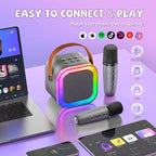 【2025 Newest】 Mini Karaoke Machine for Kids Girls & Boys - Portable Bluetooth Speaker with 2 Wireless Microphones - Kids Birthday Gifts for Ages 4-10 - Kids' Instrument Accessories - Space Gray