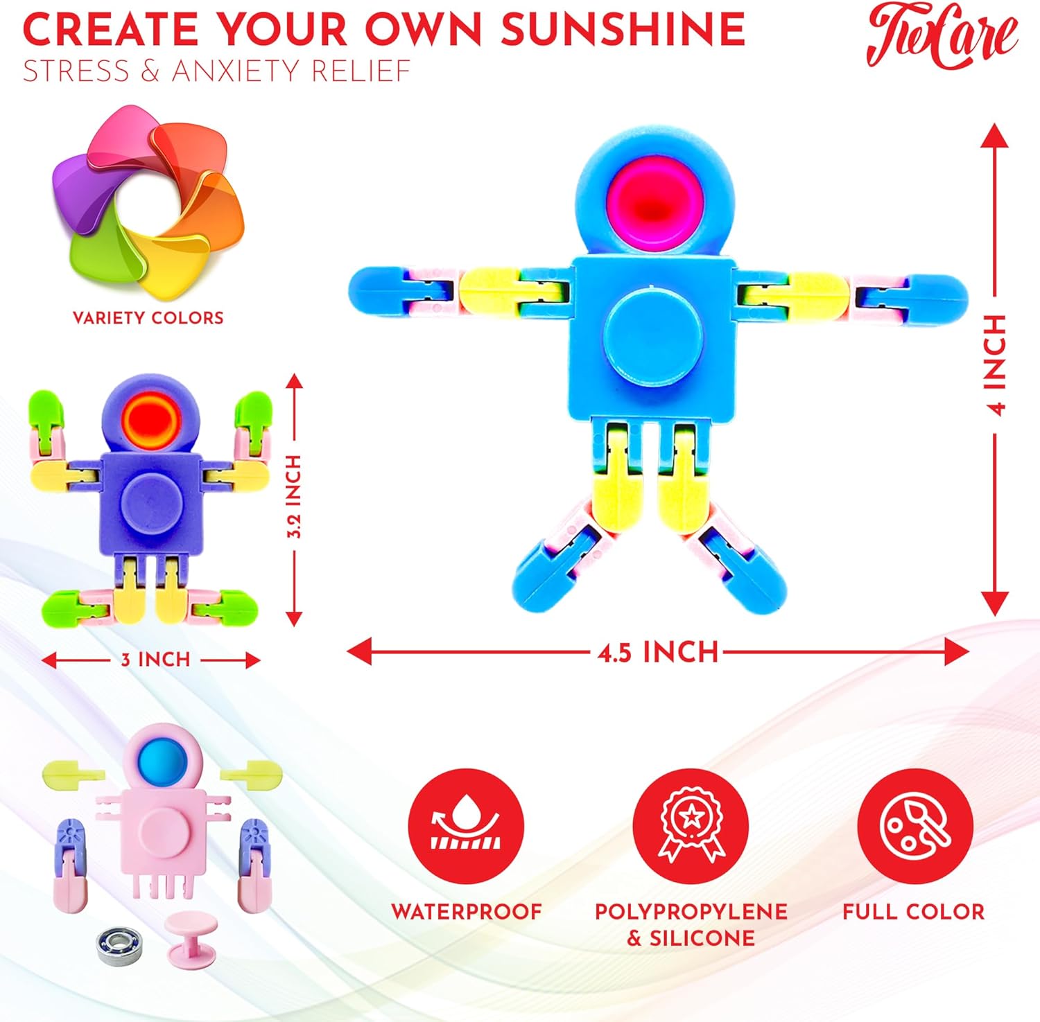 12 Pack Pop Fidget Spinners Party Favors Supplies Prizes for Kids Adults,Sensory Fidget Toys Deformable DIY Chain for Its Stress Relief Easter Basket fillers Goodie Bag Stuffers Birthday Gifts