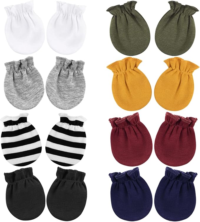 BQUBO Newborn Infant Toddler Mittens No Scratch Cotton Elastic Wrist Gloves Hypoallergenic for 0-6 Months Baby Boys Girls
