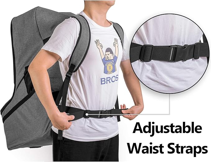 LUXJA Car Seat Travel Bag, Airplane Bag with Padded Backpack Straps and Adjustable Waist Straps for Travel (Fits Most Major Car Seat), Gray
