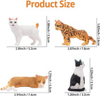 Toymany 8PCS Realistic Cat Figurines, Educational Cat Figures Toy Set, Kitten Halloween Cake Topper Christmas Birthday Gift for Kids Boys Girls Children