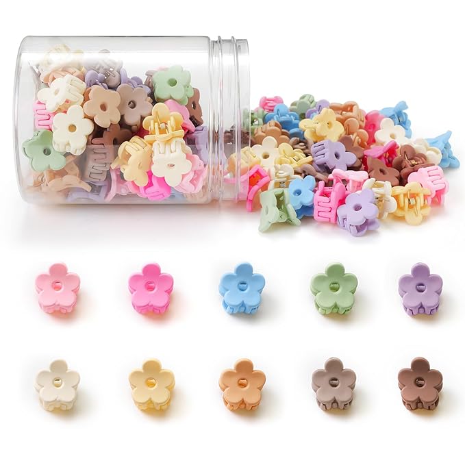 Small Flower Hair Clips 100PCS, Mini Hair Clips Baby Claw Clips Cute Jaw Clips Hair Pins Hair Barrettes Toddler Hair Accessories for Women Girls Kids Teens