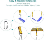 PACEARTH 2 Pack Swings Seats Holds 660lbs with 68.9 inch Anti-Rust Chains Plastic Coated 23.6 inch Tree Hanging Straps and Locking Buckles (Blue)