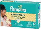 Pampers Baby Diapers - Swaddlers - Size P1, 27 Count, Ultra Absorbent Disposable Preemie Diaper