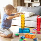 FNJO Magnetic Tiles, Magnet Building Set,60 PCS Building Blocks Set STEM Preschool Montessori Toy for Kids Boys Girls