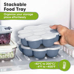 KeaBabies Silicone Food Freezer Trays with Lid, 2oz x 10 Pods Baby Food Storage Containers, Easy Puree Meal Prep, Breast Milk Silicone Freezer Molds, Dishwasher, Microwave Safe, BPA-Free (Slate)