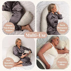 BellaMoon C Shaped Pregnancy Pillow for Sleeping (55 Inch) Maternity Body Pillow with Cooling Cover Soft Support for Women, Back, Legs, Belly C Pillow for Side Sleeping & Full Body pillows for adults