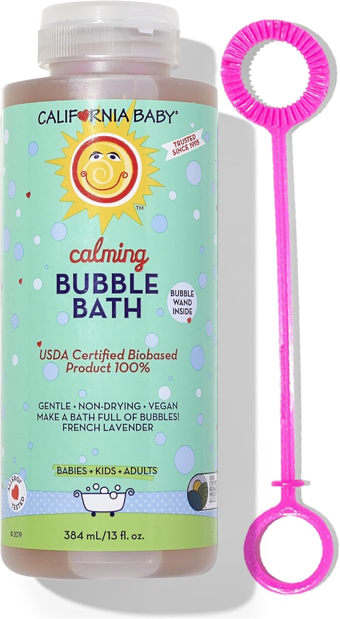 California Baby Calming Lavender Bubble Bath | 100% Plant-Based Kids Bubble Bath | Gentle Baby Bubble Bath | Free Bubble Wand | 384 mL / 13oz
