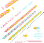 Woosir 6 Pack Wacky Tracks Fidget Toys Gifts for Kids Classroom Brithday Party Favors 24 Links Sensory Snap Fidget Snake Click Toys for Kids Adult Stress Relief Party Gifts Macarons Colors