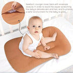 Muslin Baby Lounger Cover, Baby Padded Lounger Cover, Infant Floor Seat Cover, Organic Cotton Removable Slipcover Fits Newborn Lounger for Boys and Girls(Light Brown)