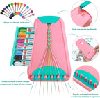 Arts and Crafts for Kids Ages 8-12,Friendship Bracelet Making Kit for Girl,Kids Jewelry Making Kit with 28 Pre-Cut Threads,Christmas Birthday Gifts for Ages 6 7 8 9 10 11 12 Year Old Pink/Cyan