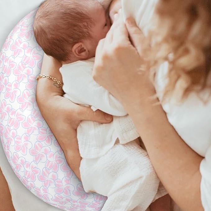 Nursing Pillow with 2 Piece Removable Ultra Soft&Stretchy Cover,Nursing Pillows for Breastfeeding,Tummy time and Baby Sitting Support,Leaves Pattern