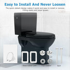 Toilet Seat Cover with Toddler Seat Round – Potty Training Toilet for Kids and Adults, Toddler Toilet Seat with Built-in Child Seat, Easy Clean Slow Close PP Material, Black