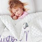 Custom Name Baby Blanket – Double-Layer Dotted Backing Flannel Swaddle – Elephant and Flower Theme for Newborns and Toddlers