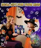 Halloween Bubble Machine - Bubble Maker for Kids with Colorful LED Light, Make Larger Bubbles, USB-C Rechargeable, 600ml Capacity - Bubble Toys Gifts Ages 3+ for Boys, Girls, Outdoor, Birthday, Party
